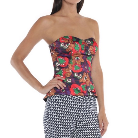 Veronica Beard Tops - Veronica Beard Black Floral Bustier Corset Size 4